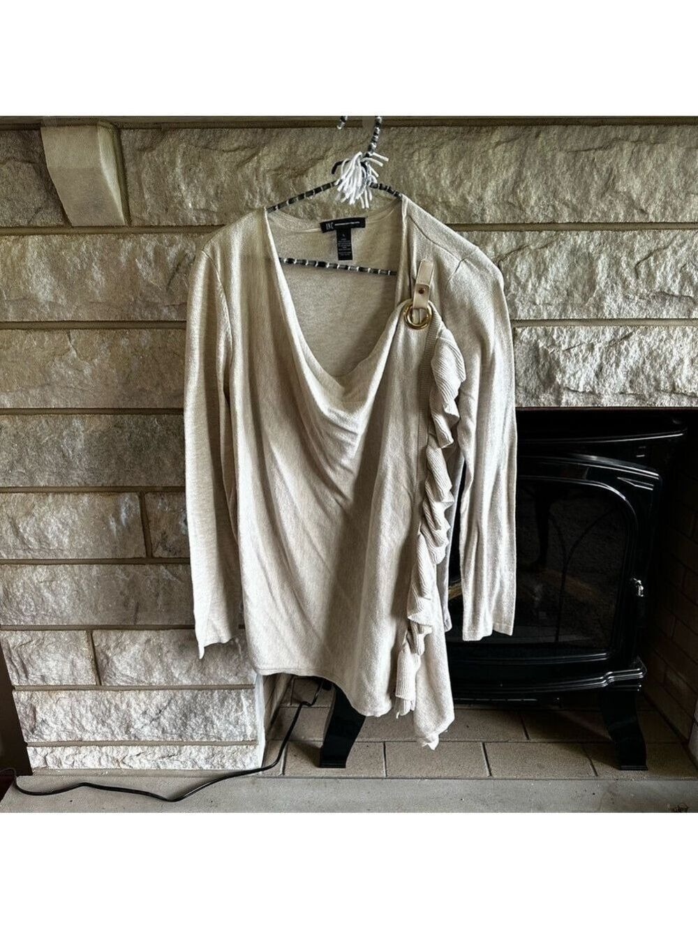 INC International Concepts Beige Snap Cardigan Large